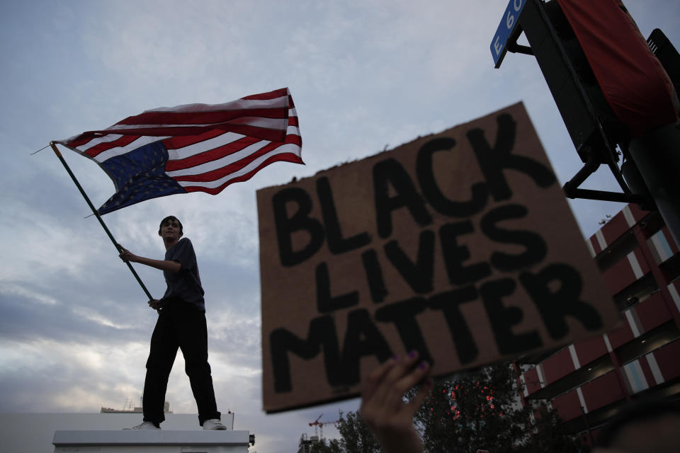 Protesters rallying in Las Vegas on May 30. Protests against police brutality and racism have taken place around the world after the police killing of George Floyd in Minneapolis in May.   (Photo: John Locher/AP)