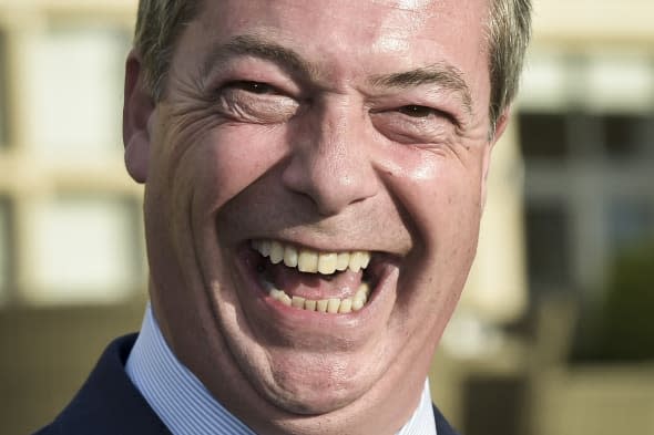 Farage smashes champagne glass