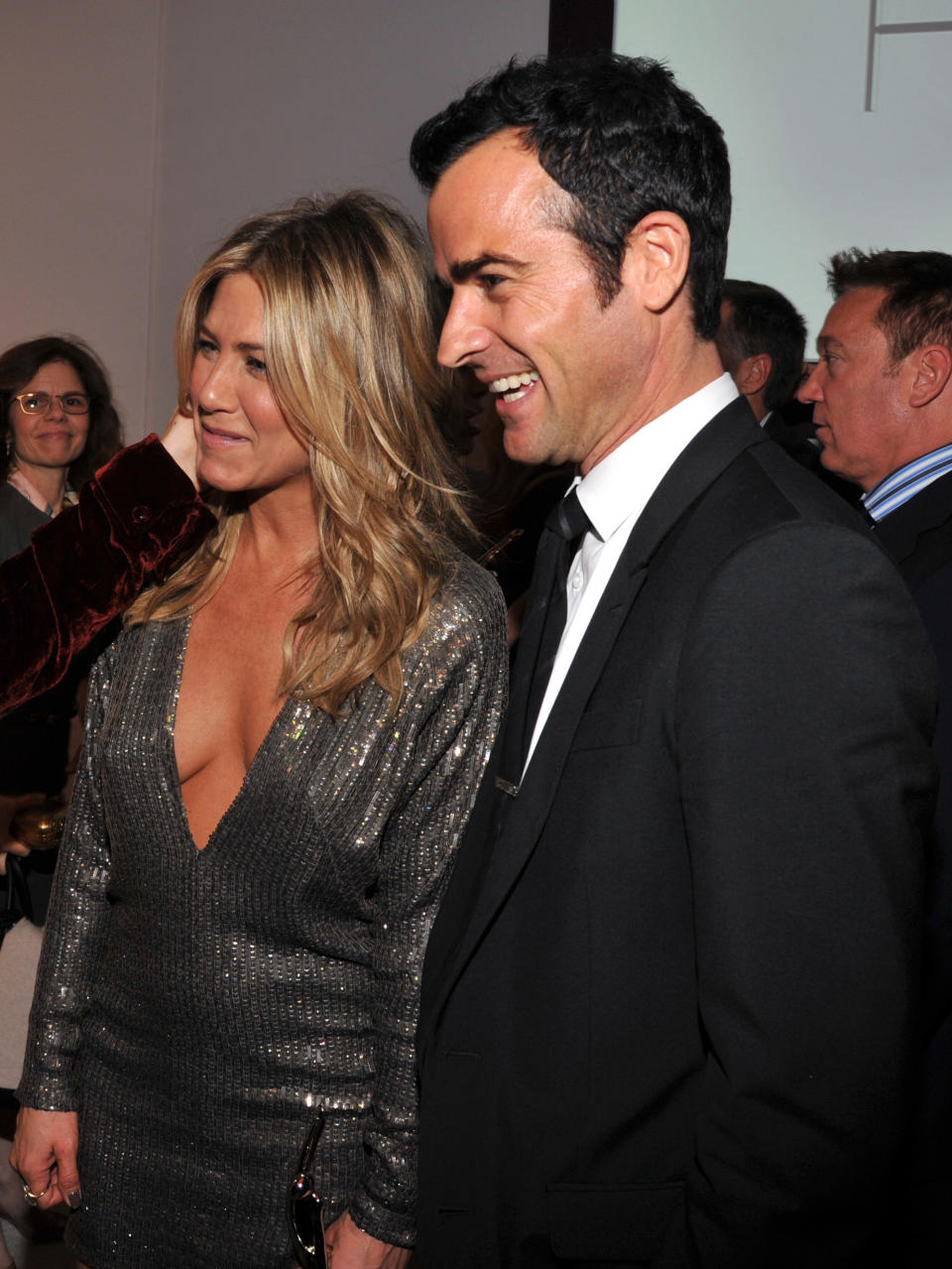 Actors Jennifer Aniston and Justin Theroux attend ELLE's 18th Annual Women in Hollywood Tribute held at the Four Seasons Hotel Los Angeles at Beverly Hills on October 17, 2011 in Beverly Hills, California.
