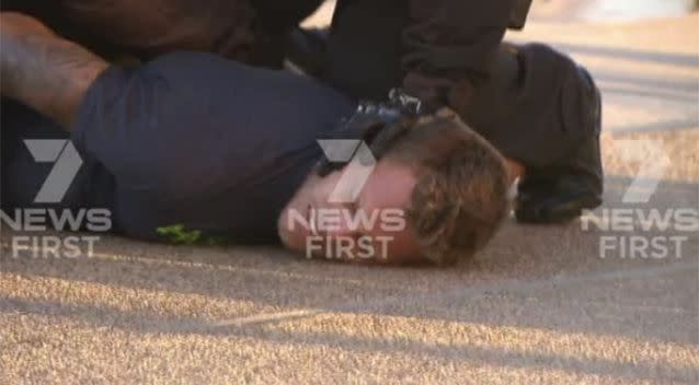 The man was tackled to the ground. Source: 7 News