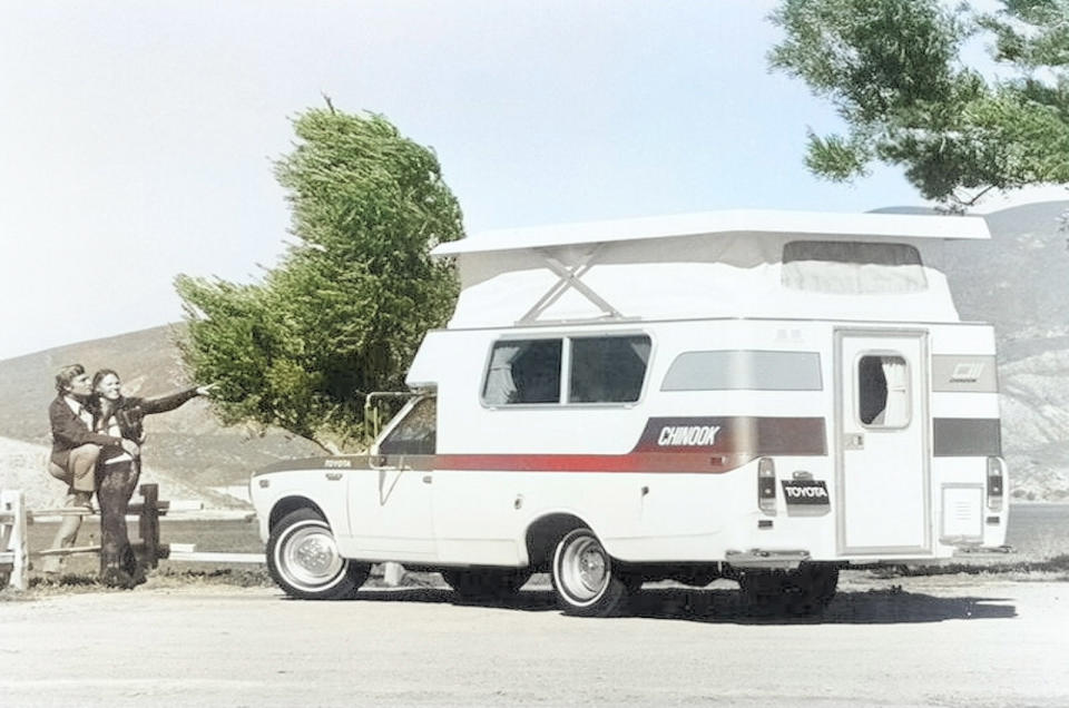 <p>Before the time of the four-wheel drive Hilux, the 1977 Chinook camper sat on a rear-wheel drive layout as that’s all that was available for the N20 Hilux at the time, although many were converted to four-wheel drive later. Unlike similar pickup campers of the era, the camper box and driver cabin were connected, allowing an easy transition between having to drive and relaxation. </p><p>It was well stocked and had a hob, stove, fridge, sink and it could sleep four people thanks to the dinette that converted to a bed and the additional two overhead hammocks.</p>