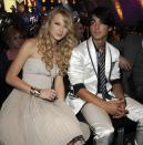 <p>Although they were only together for a few months (July 2008 - October 2008), their brief relationship still managed to spark a few song ideas for Taylor, including Forever and Always – which features the lyrics "Once upon a time, I believe it was a Tuesday when I caught your eye and we caught onto something" and "Were you just kidding? Cause it seems to me, this thing is breaking down".<br><br>While it's rumoured that Jonas broke up with Swift via a speedy 27 second phone call, causing one hell of a rift, the pair now appear to be back on good terms. It's alleged that Taylor references him (and wife Sophie Turner) more recently in another song too, in the lyrics for Invisible String (part of her 2020 album, Folklore): "Cold was the steel of my axe to grind, for the boys who broke my heart... Now I send their babies presents."</p>