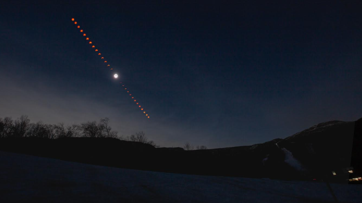  The total solar eclispe on April 8 as seen over Stowe, Vermont. 