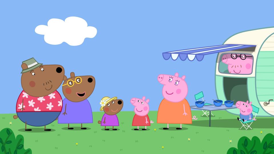 Peppa Pig and friends at camp.