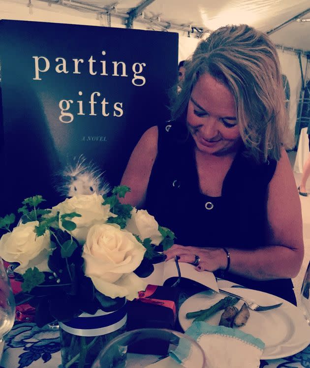 The author at a book signing event for her novel, 