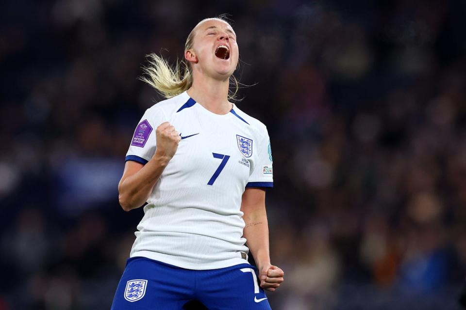 Beth Mead scored her first England goal for 15 months at Hampden Park (The FA via Getty Images)