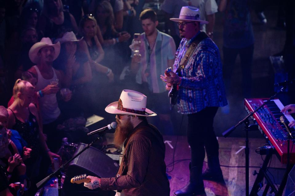 The band 49 Winchester performs at the Ole Red's Spotify House at 300 Broadway on the first day of CMA Fest in Nashville, Tenn., Thursday morning, June 8, 2023.