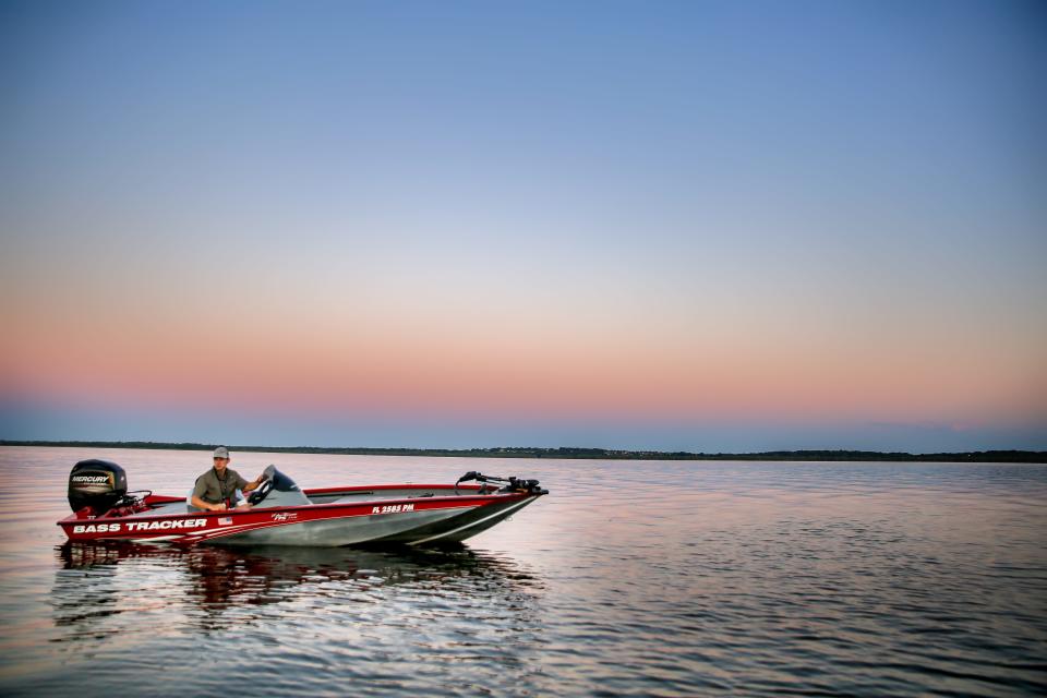 A boater fishing in Lake County.