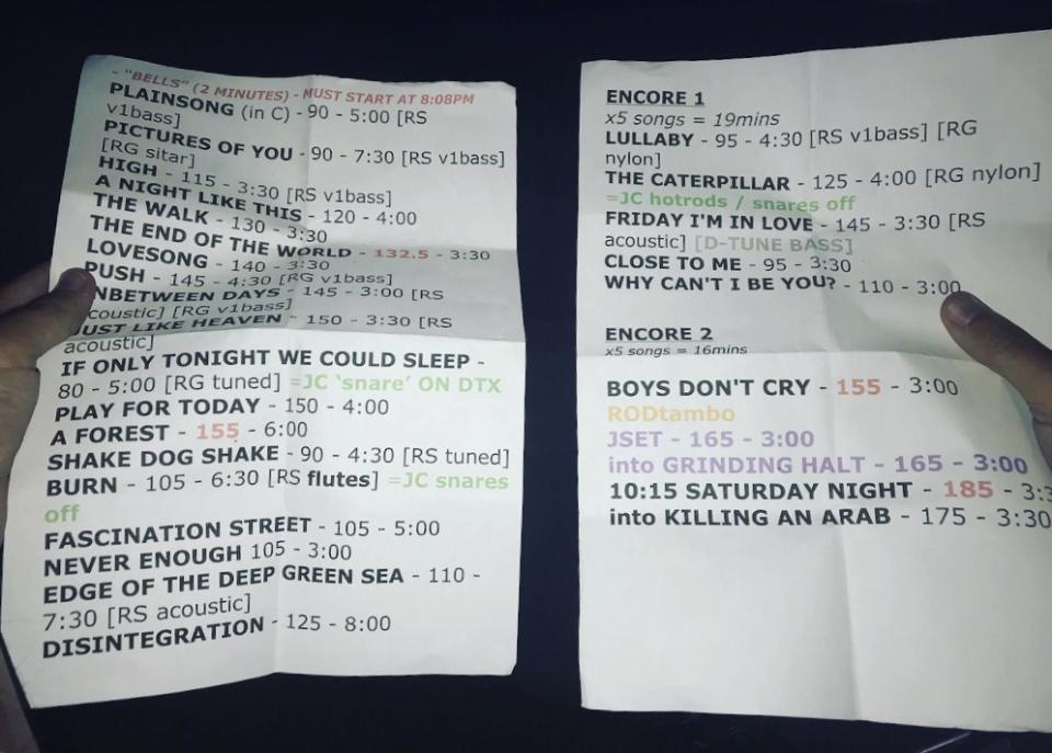 The Cure’s 29-song Hyde Park setlist. (Photo: Lyndsey Parker)