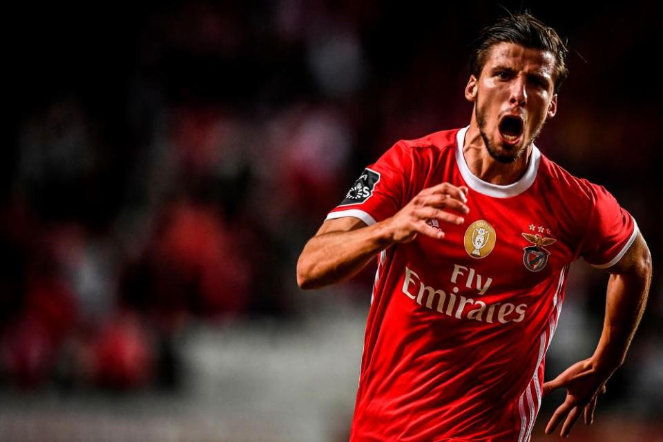 Rúben Dias celebrates after scoring for Benfica against Rio Ave last November.