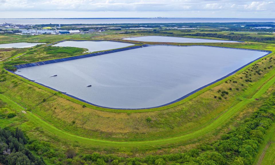 Piney Point phosphogypsum stacks in Manatee County, Florida, in 2020.