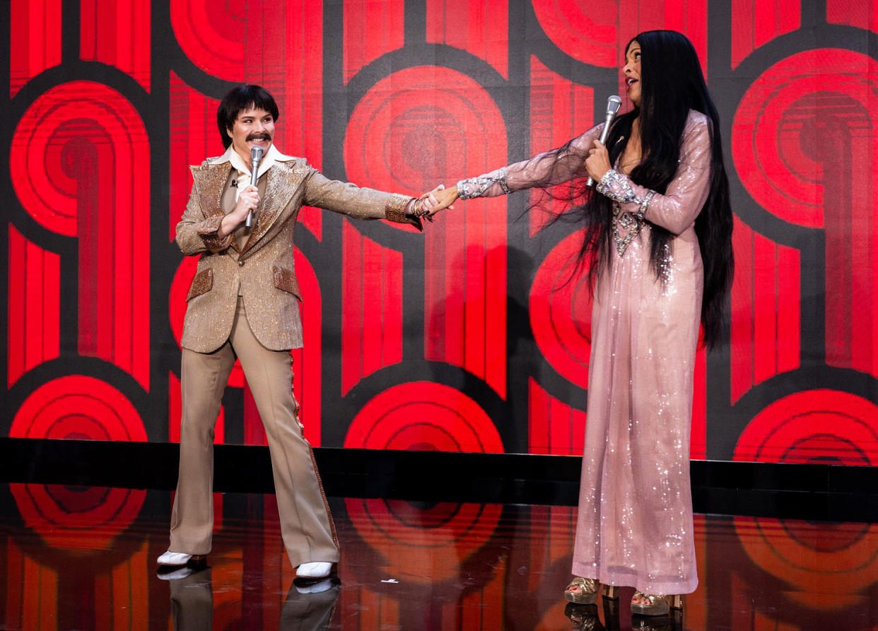 Jenna Bush Hager and Hoda Kotb in costume as Sonny and Cher for  TODAY's Halloween extravaganza (Nathan Congleton)