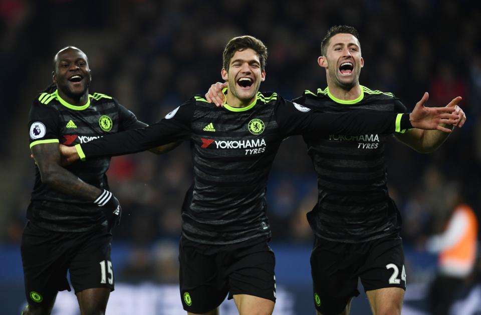 <p>Chelsea celebrate going 2-0 up</p>