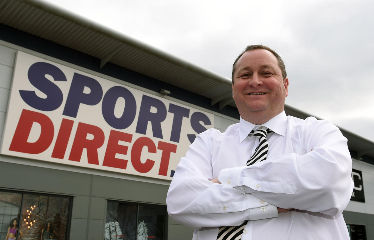 Sports Direct founder Mike Ashley outside the Sports Direct headquarters in Shirebrook, Derbyshire.