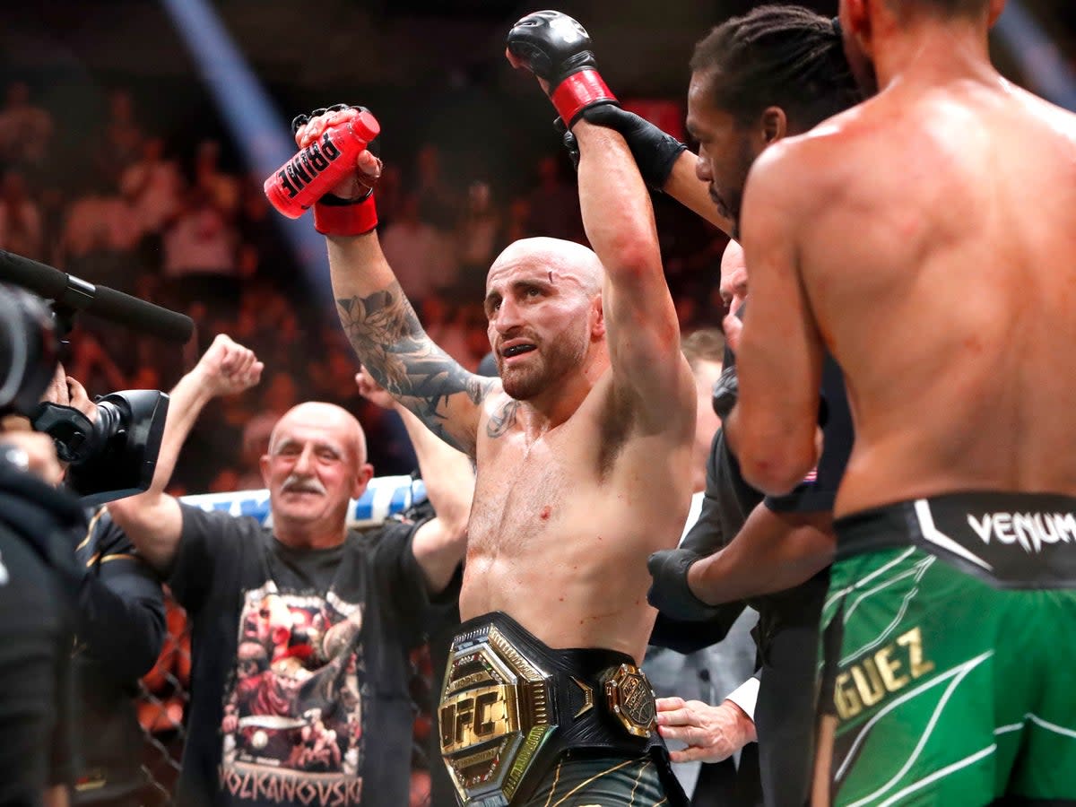 Between his losses to Makhachev, Volkanovski stopped Yair Rodriguez to retain his title (Getty Images)