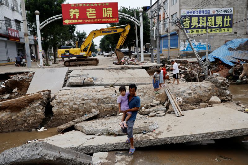 FILE PHOTO: Aftermath of flooding in Zhuozhou, Hebei province