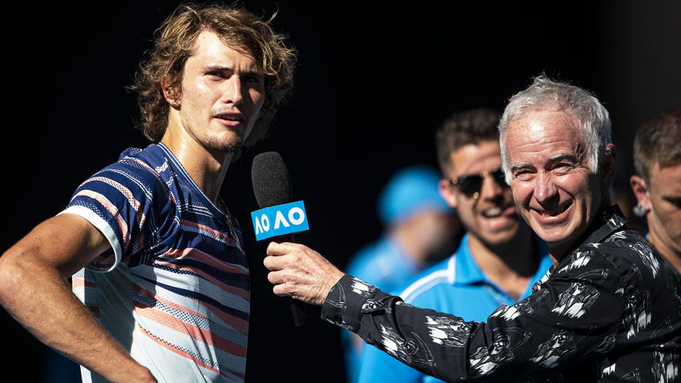 Alexander Zverev re-affirmed his pledge to donate the money he would get for winning the Australian Open to bushfire relief after winning through to the tournament's semi-final. (Photo by TPN/Getty Images)