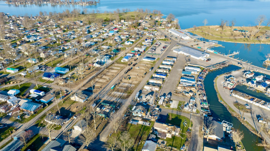 What the same location looks like on March 21 following cleanup efforts (Photo Courtesy/Indian Lake Aerials by Kevin Campbell).
