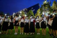 Pro-democracy students attend a rally at the University of the Thai Chamber of Commerce in Bangkok