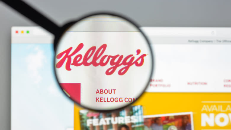 Kellogg's website with magnifying glass
