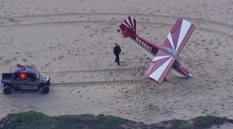 Aires stole the plane from an airport in Palo Alto before crash landing on a beach in Half Moon Bay a short time later (ABC)