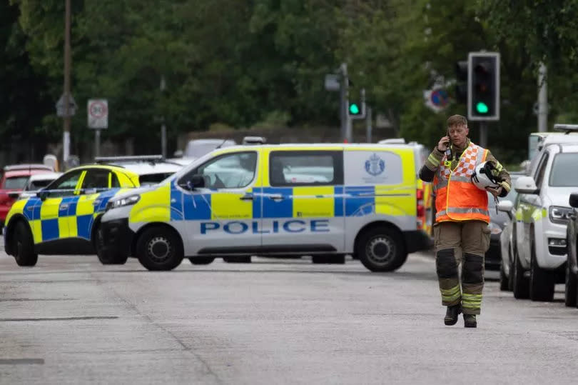 Emergency services at the scene on Tuesday evening