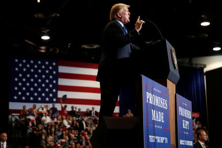 U.S. President Donald Trump speaks during a campaign rally in Las Vegas, Nevada, U.S., September 20, 2018. REUTERS/Mike Segar