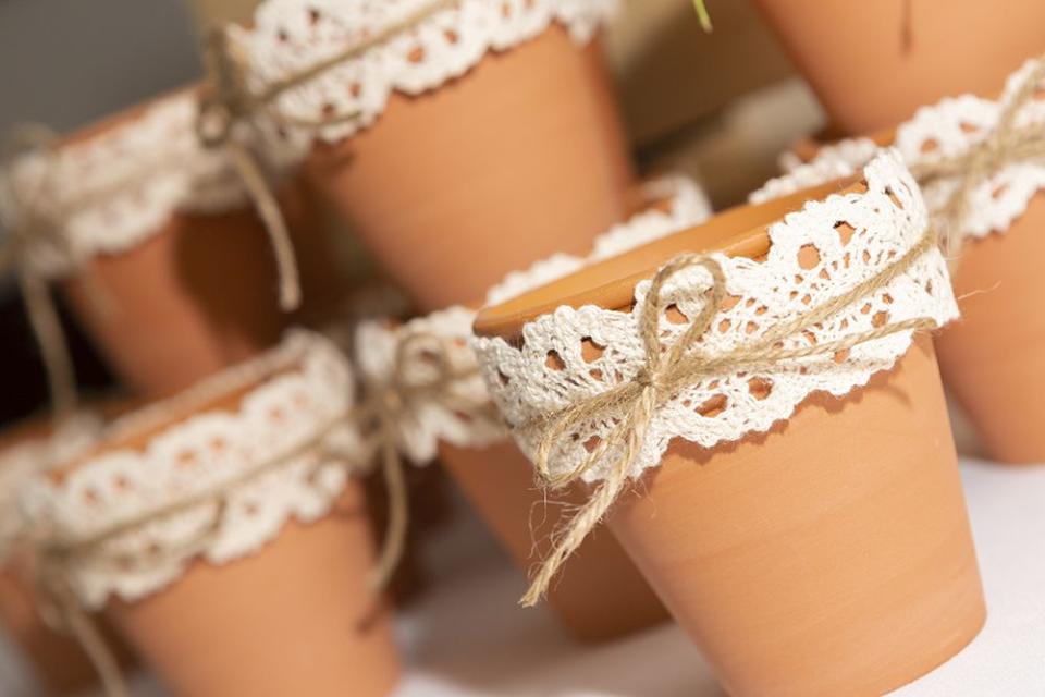 handmade wedding favour terracota pots