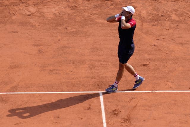 Pablo Andujar reacts with disbelief to his victory over Dominic Thiem