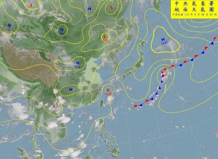 今低壓帶影響不穩易雨。（圖／氣象署）