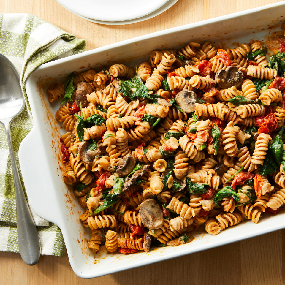 Creamy Boursin Pasta with Spinach, Mushrooms & Tomatoes