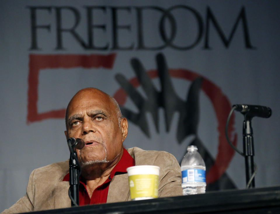 FILE - In this June 26, 2014 file photo, Robert "Bob" Moses, Student Nonviolent Coordinating Committee (SNCC) project director in 1964, discusses the importance of Freedom Summer 1964 during the 50th Anniversary conference at Tougaloo College in Jackson, Miss. Moses, a civil rights activist who endured beatings and jail while leading Black voter registration drives in the American South during the 1960s and later helped improve minority education in math, died Sunday, July 25, 2021, in Hollywood, Fla. He was 86. (AP Photo/Rogelio V. Solis)