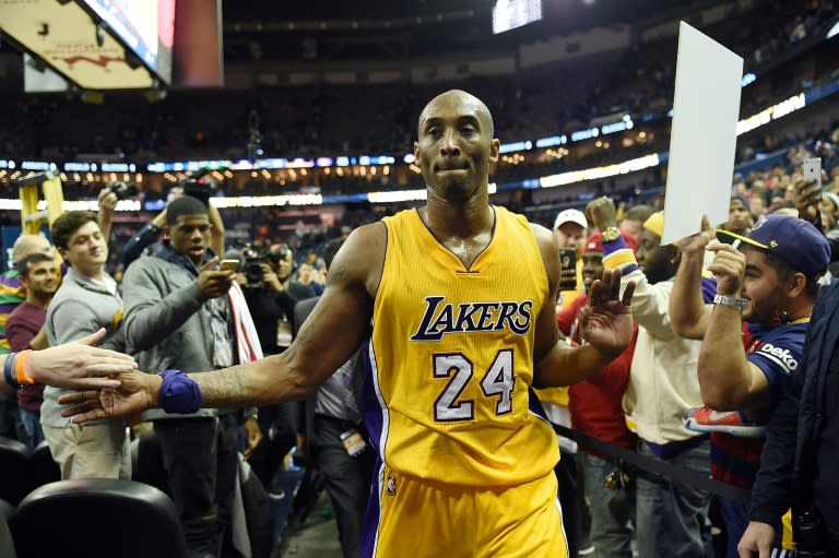 Kobe Bryant of the Los Angeles Lakers leaves the court following their 99-96 NBA victory against the New Orleans Pelicans, at the Smoothie King Center in New Orleans, Louisiana, on February 4, 2016