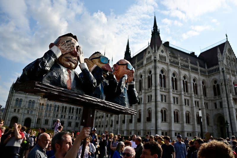 Protest against Hungarian government's 'Status Law' in Budapest