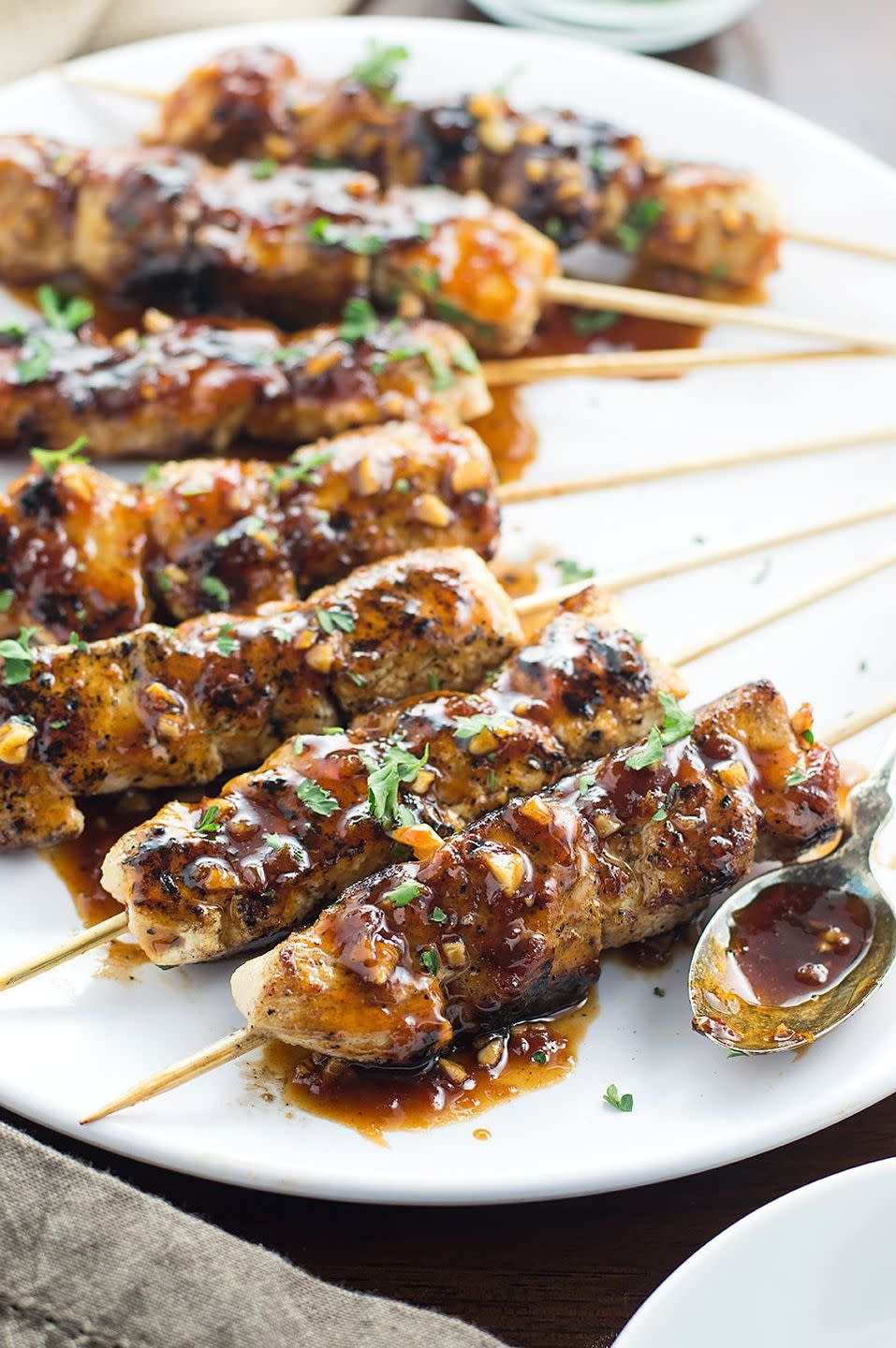 Apricot Ginger Glazed Chicken Skewers