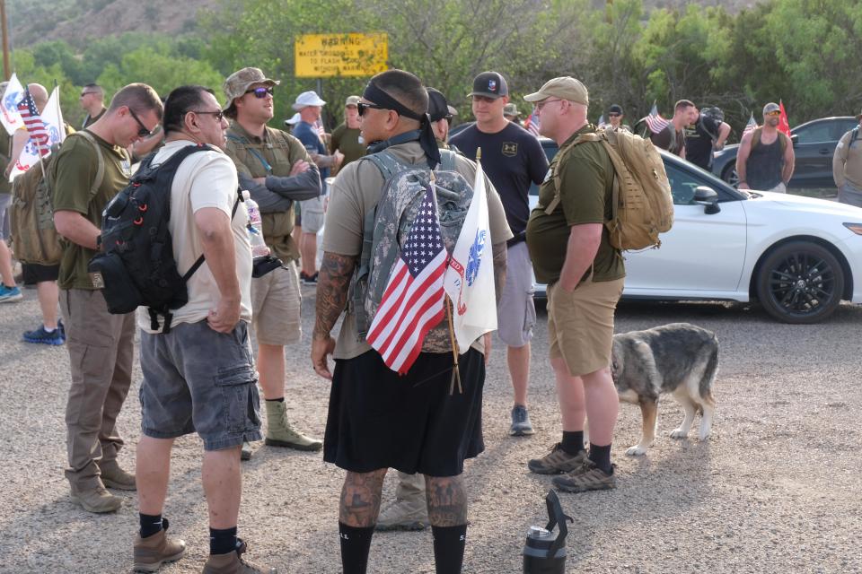 Participants gather Sunday morning for The Ruck Up's "Memorial Day Hike" at Palo Duro Canyon.