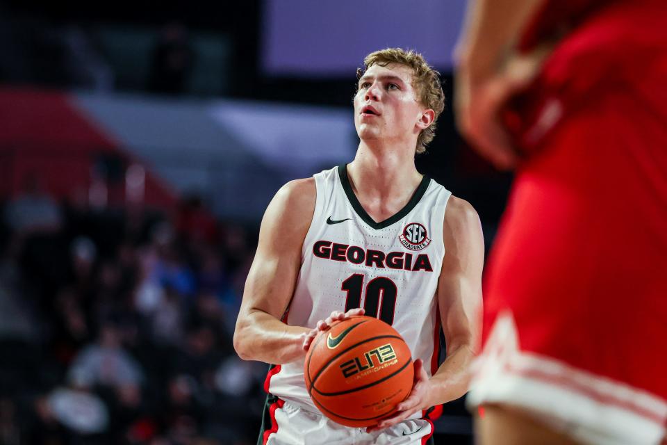 Georgia guard Jaxon Etter (10) during Georgia’s game against Miami University at Stegeman Coliseum in Athens, Ga., on Monday, Nov. 14, 2022. (Photo by Tony Walsh)