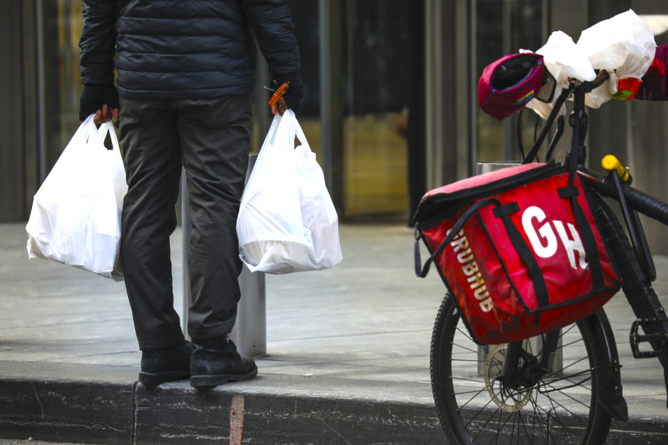 GrubHub is among many competing for your food order. (Photo by Drew Angerer/Getty Images)