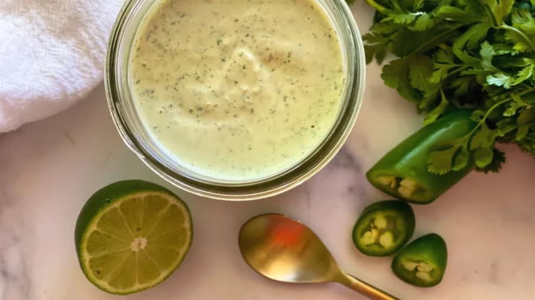 jalapeño dip on counter