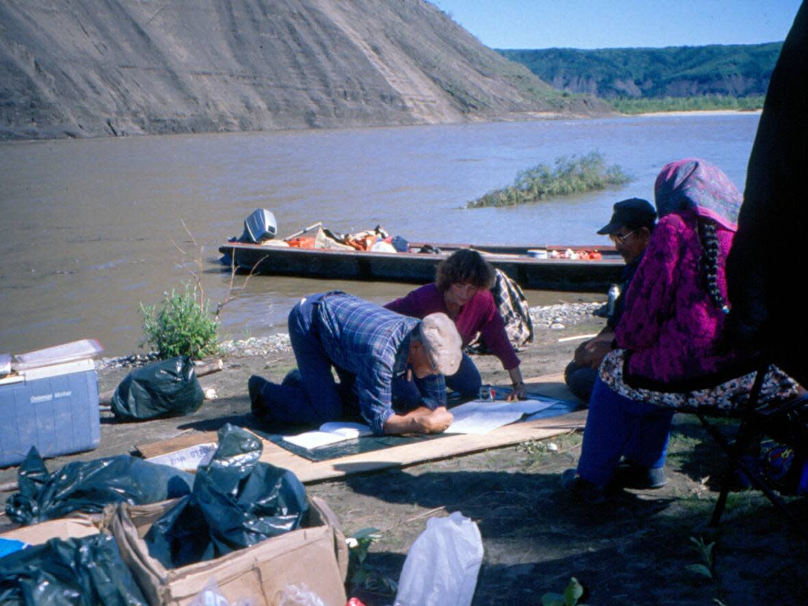 Ingrid Kritsch, seen here in 1996, was part of a team that worked with 74 elders and traditional land users to document the Gwich'in names of places and create an inventory of heritage sites. (Gwich'in Tribal Council - image credit)