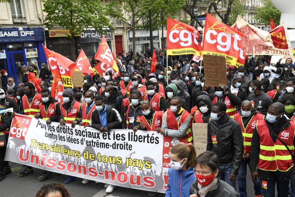 Le cort&#xe8;ge de la CGT, lors des manifestations du 1er mai 2021 &#xe0; Paris - Bertrand Guay - AFP