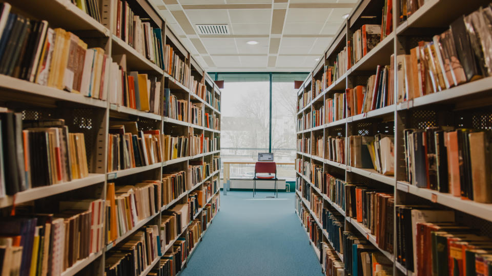 A library hallway