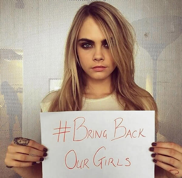 Cara Delevingne supports #BringBackOurGirls.