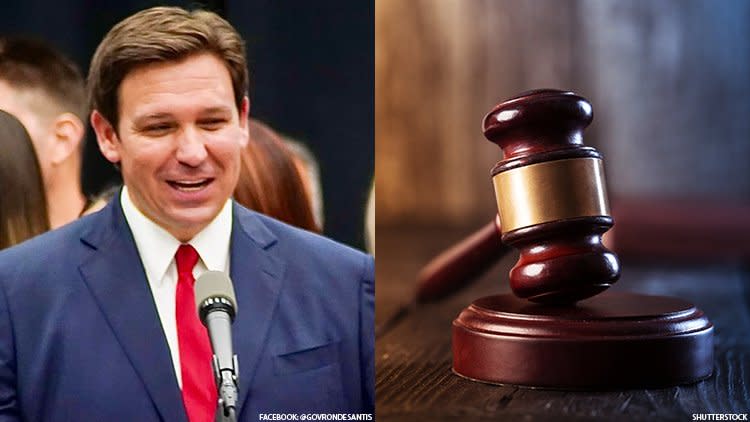 Gov. Ron DeSantis and a gavel.