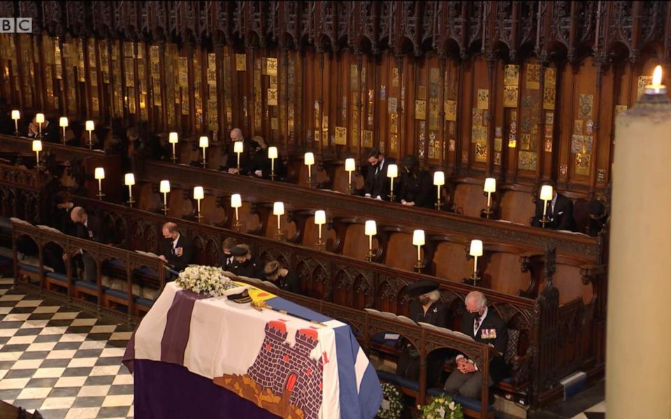 Prince Philip's coffin pictured during his funeral service - News Scans