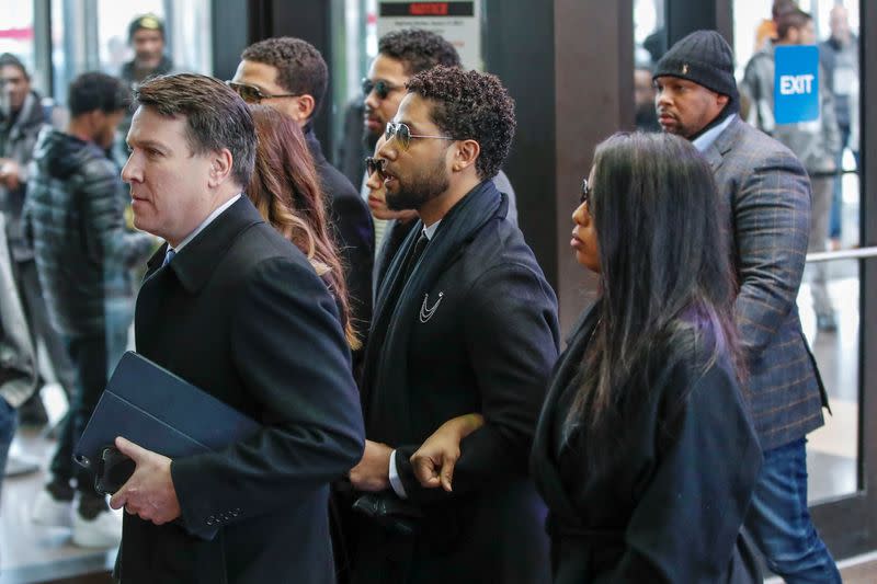 Former "Empire" actor Jussie Smollett arrives at court for his arraignment in Chicago