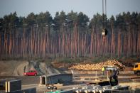 FILE PHOTO: View of the Tesla Gigafactory construction site near Berlin