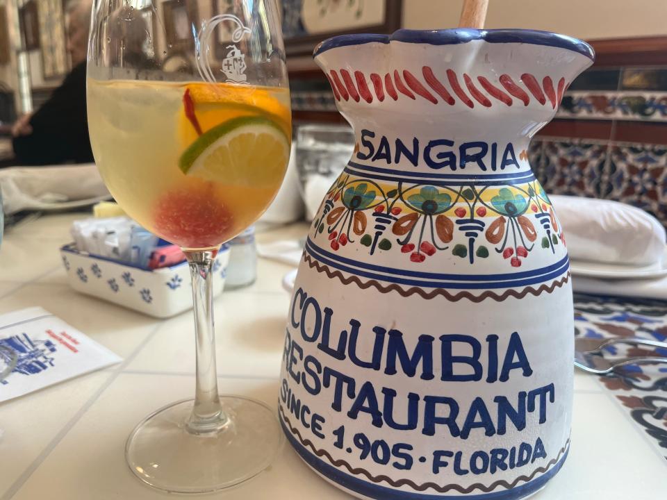 pitcher and glass of sangria from columbia restaurant in st. Augustine florida