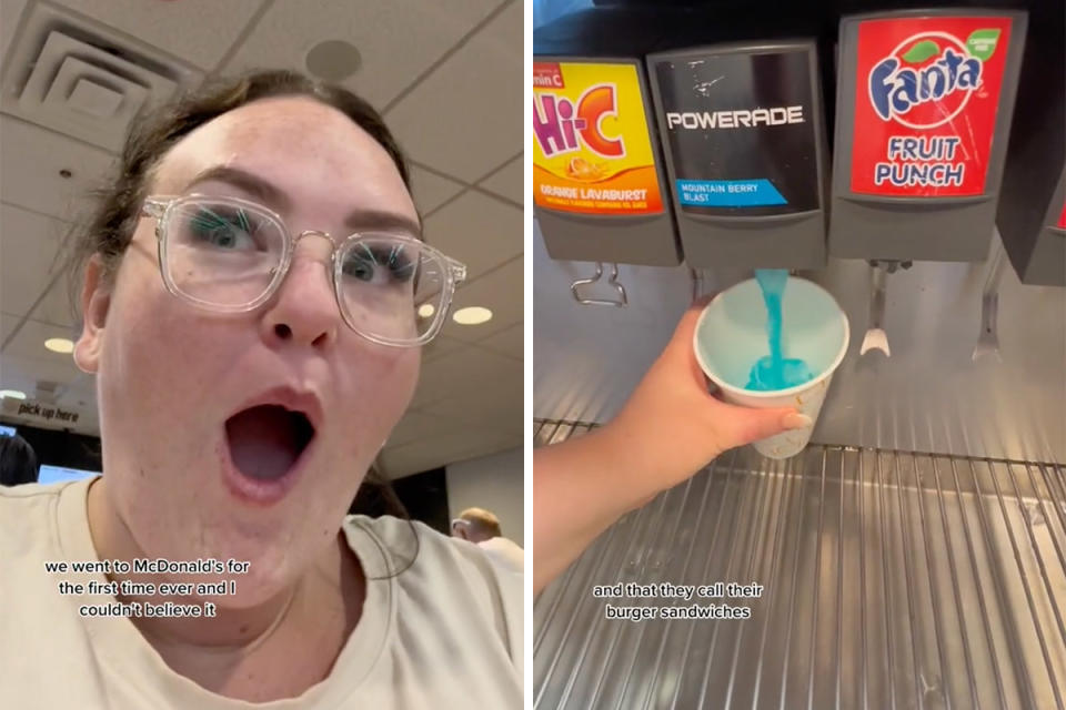 Australian woman in a McDonald's US restaurant