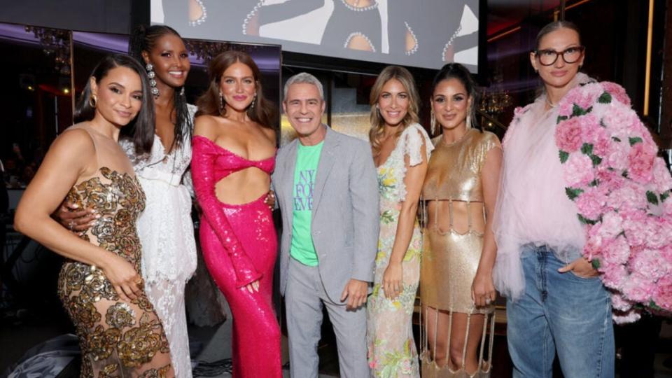 Sai De Silva, Ubah Hassan, Brynn Whitfield, Andy Cohen, Erin Lichy, Jessel Taank and Jenna Lyons at The Rainbow Room in New York City on July 12, 2023. (Cindy Ord/Bravo)